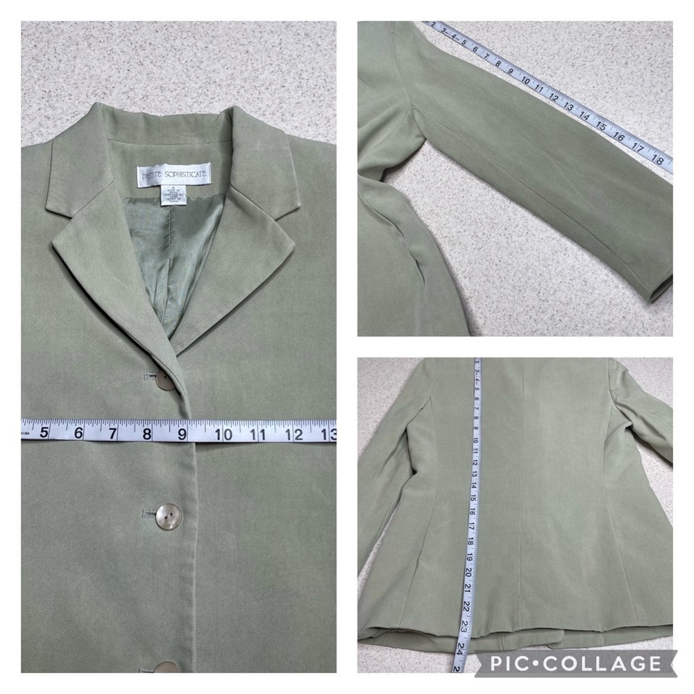 4 Piece Silk Suits Jacket, Dress, Beaded Shell, Pants Sage Green Sz 4,8,6,and 10 - Picture 12 of 14